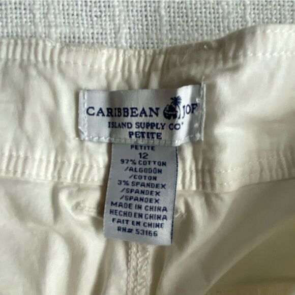 Caribbean Joe White Cotton Pants Cargo SZ 12P - Picture 11 of 12